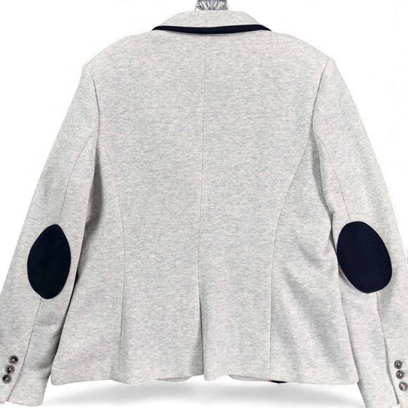 Tommy Hilfiger Blazer Women's Sz 16 Light Gray Elbow Patch One Button - Picture 2 of 12